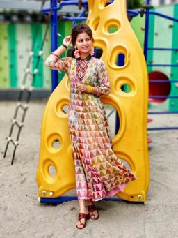 Sundarii - Dabu Hand Block Printed Cotton Long Dress