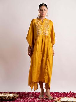 EKOHUM - Mustard Silk Fabric Kaftan