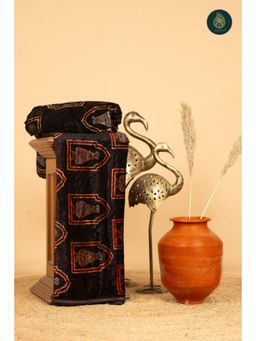 Ethnic Elements - Black Ajrakh Velvet Anitique Unstitched Kurta