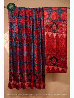 Ethnic Elements - Red Ajrakh Velvet Anitique Unstitched Kurta