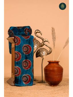 Ethnic Elements - Teal Ajrakh Velvet Anitique Feathered Unstitched Kurta