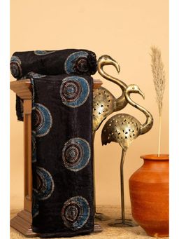 Ethnic Elements - Black Ajrakh Velvet Anitique Feathery Unstitched Kurta