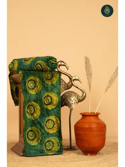 Ethnic Elements - Green Ajrakh Velvet Anitique Feathered Unstitched Kurta