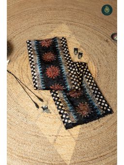 Ethnic Elements - Black Ajrakh Velvet Anitique Gilded Shadow Unstitched Kurta