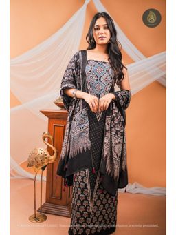 Ethnic Elements - Ajrakh Suit Modal Silk Unstitched Kurta With Bottom And Dupatta