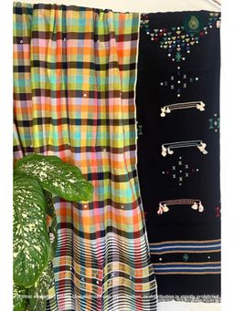 Ethnic Elements - Handloom Black Unstitched Kurta With Bottom And Dupatta