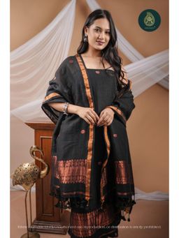 Ethnic Elements - Hand Woven Linen Amber Silence Unstitched Kurta With Dupatta