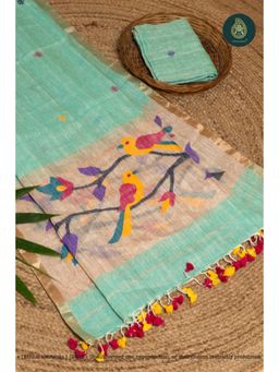 Ethnic Elements - Linen Blue Unstitched Dress Material