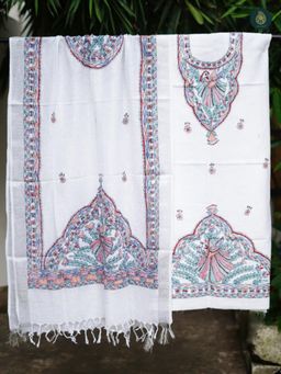 Ethnic Elements - Cotton White Unstitched Dress Material