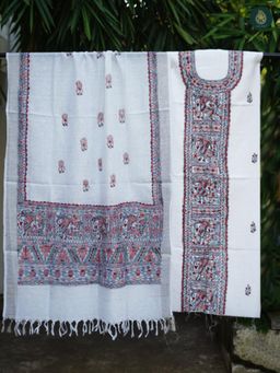 Ethnic Elements - Cotton White Unstitched Dress Material