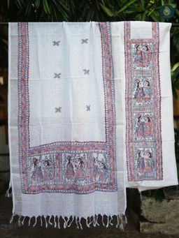 Ethnic Elements - Cotton White Unstitched Dress Material