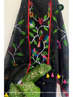 Ethnic Elements - Muslin Black Unstitched Dress Material