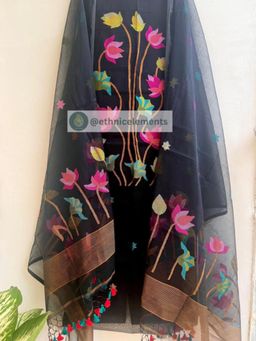 Ethnic Elements - Muslin Black Unstitched Dress Material