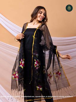 Ethnic Elements - Muslin Black Unstitched Dress Material