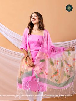 Ethnic Elements - Muslin Pink Unstitched Dress Material