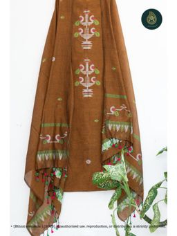 Ethnic Elements - Cotton Brown Unstitched Dress Material
