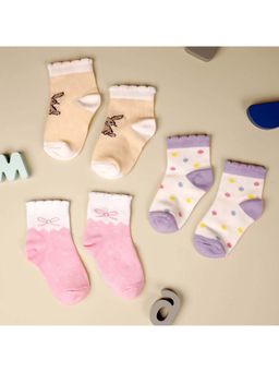 Kicks and Crawl - Dotty Bunny Flat Socks (Pack of 3)
