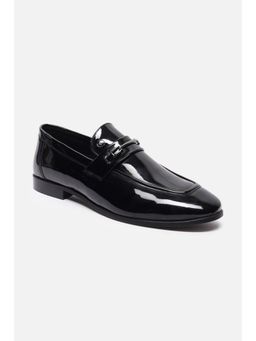 Louis Philippe - Men Black Leather Slip On Loafers