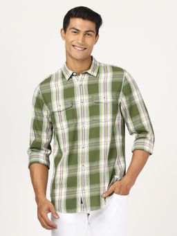Lee - Men Checked Green Shirt (Regular)