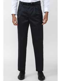 Peter England - Men Black Solid Slim Fit Formal Trousers
