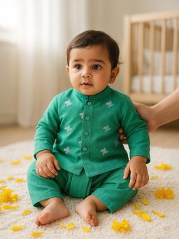 Somersault - Green Embroidered Kurta and Dhoti