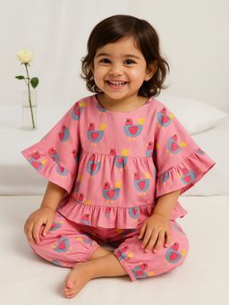 Somersault - Printed Pink Kaftan Top and Pant