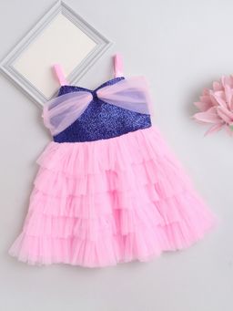 The Magic Wand - Girls Pink Polyester Embellished Dress