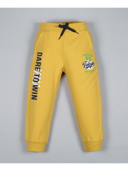 PLUM TREE - Boys Yellow Cotton Graphic Jogger