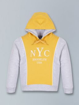 PLUM TREE - Girls Yellow Cotton Graphic Hoodie