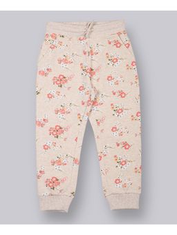 PLUM TREE - Girls Peach Cotton Floral Jogger