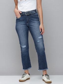 SHOWOFFFF - Womens High-rise Blue Highly Distressed Jeans