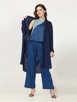 Saltpetre - Women Navy Overlay with Wide Leg Pant and Shell Top (Set of 3)