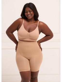 Underneat - Women Seamless High-Rise Butt-Lifting Body Shaper Shorts Beige