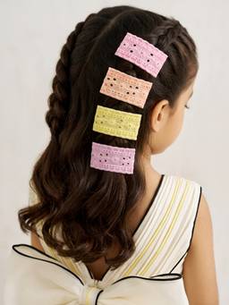Choko - Pastel Colour Crochet Handwoven Tictac Hairclips For Babies And