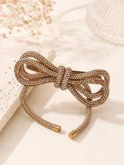 Choko - Statement Barrette Hair Clip For Girls - Gold Crystal Bow Design For Chic