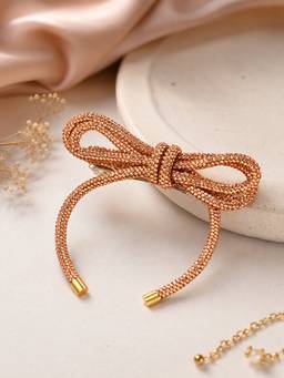 Choko - Elegant Barrette Hair Clip For Girls - Rose Gold Crystal Bow Accessory For