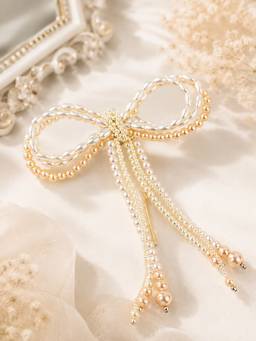 Choko - Elegant Pearl Bow Hair Pin For Girls Single Statement Clip For Brides,