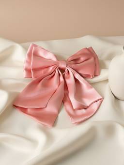 Choko - Pink Satin Bow Hair Clip - Elegant Oversized Alligator Clip For Girls