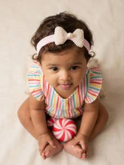 Choko - Pink Pearl Bow Baby Hairband Soft Elastic Traditional Hair Accessory