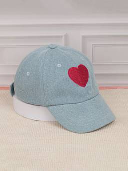 DukieKooky - Kids Hart Embroidered Blue Denim Baseball Cap