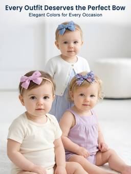 Polka Tots - Baby Girl Solid & Floral Print Bow Hairband Set - Multicolor (Pack of 3)