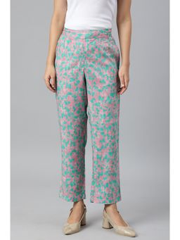 W - Pink & Green Printed Parallel Pants