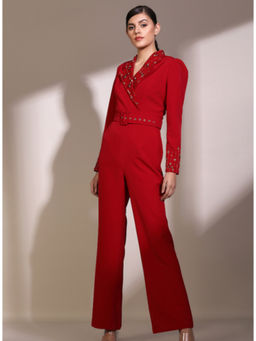 Label Deepika Nagpal - Crimson Red Blazer Jumpsuit