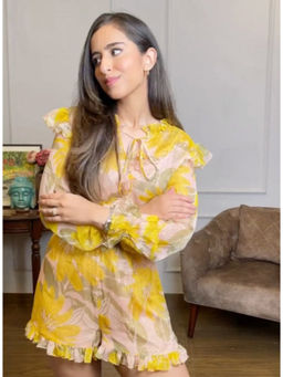 Label Deepika Nagpal - Smridhi Oberoi In Amber Daffodil Playsuit