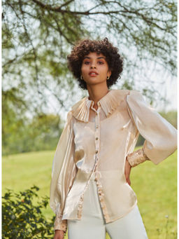 Label Deepika Nagpal - Maize Organza Embroidery Shirt