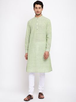 Fabindia - Cotton Comfort Fit Green Long Kurta