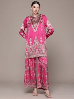 Aarke Ritu Kumar - Pink Paisley Collar Neck Co-ord Set