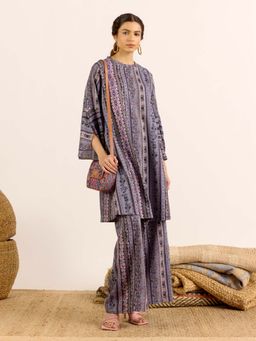 Aarke Ritu Kumar - Blue Printed Round Neck Co-ord Set