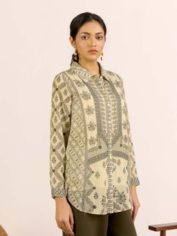 Aarke Ritu Kumar - Cream Printed Collar Neck Shirt