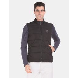 U.S. POLO ASSN. - Men Black Sleeveless Solid Quilted Jacket
